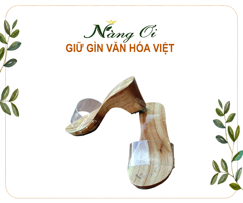 guốc mộc nữ dang cao 7cm quai nhựa trong suốt